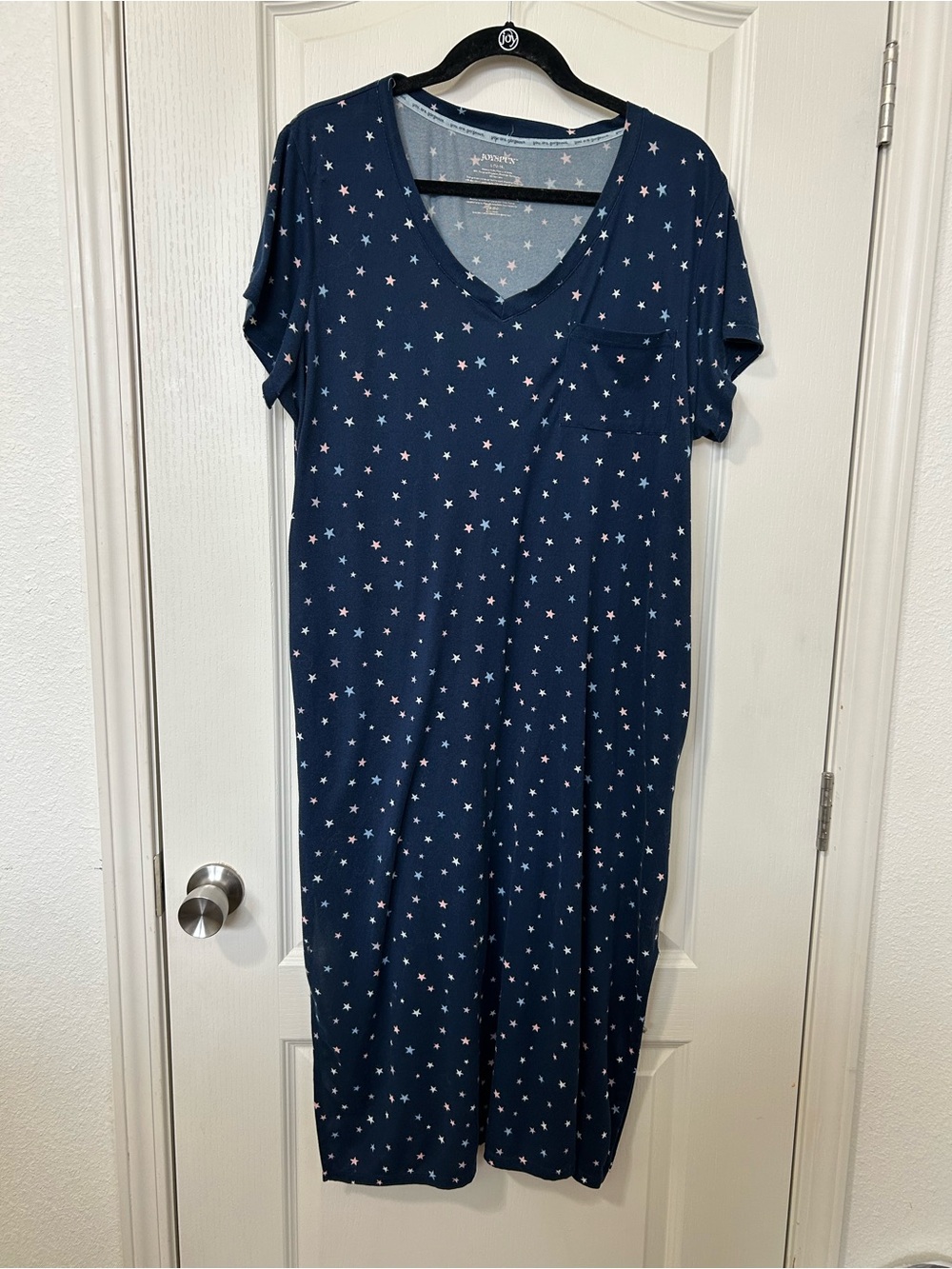 Navy Star Print V-Neck Maxi Dress Pajamas